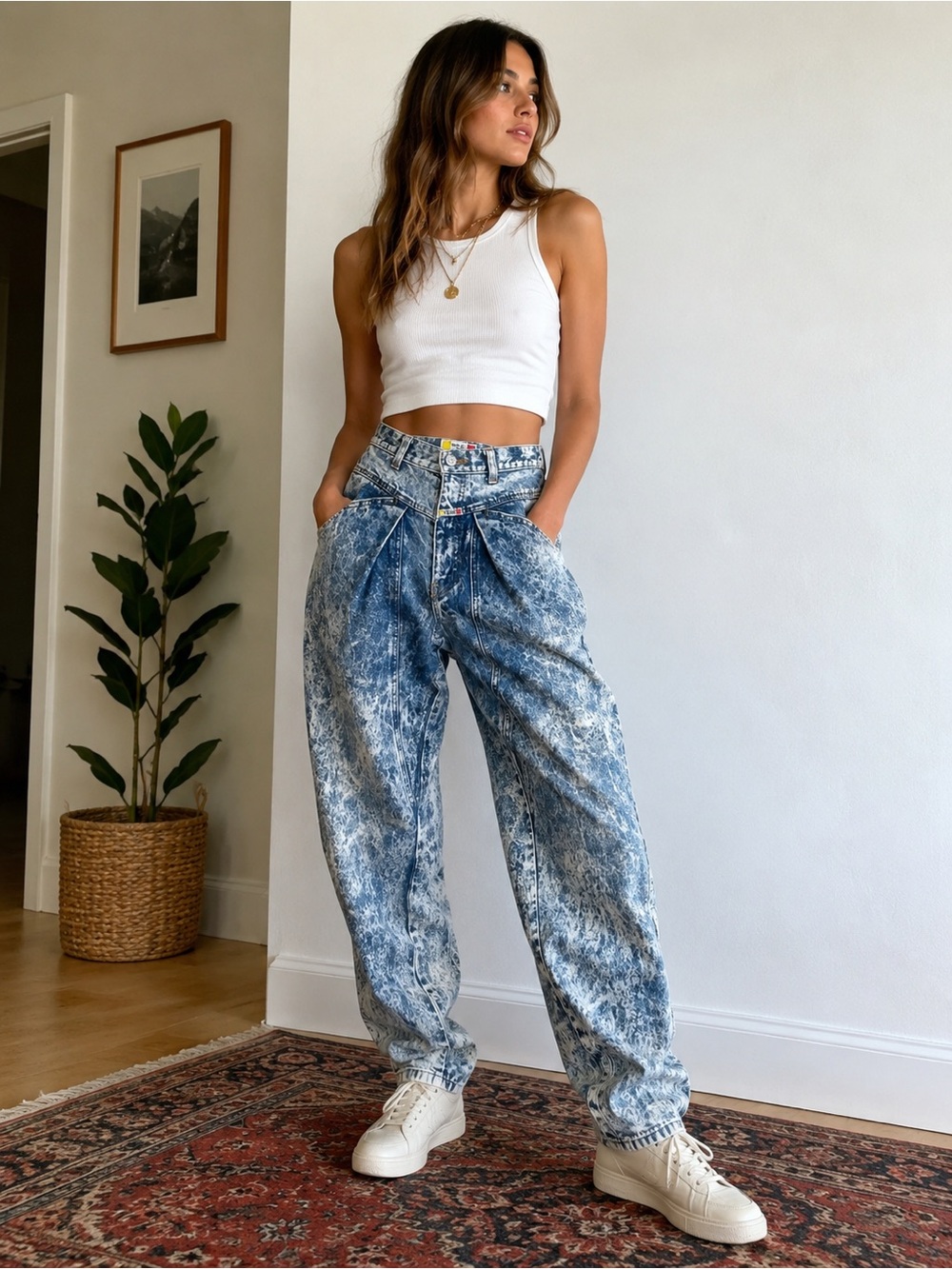 Vintage Gold Rush Acid Wash Jeans W28 L30‎ High-Waisted Baggy Carrot Fit